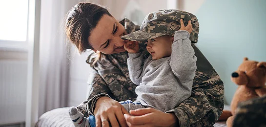 A veteran and her son.