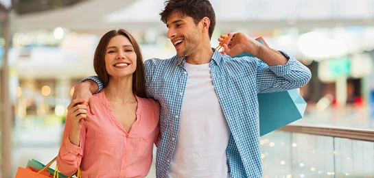 Couple shopping at the mall.