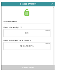 Change Card Pin: Enter Pin, Re-enter Pin