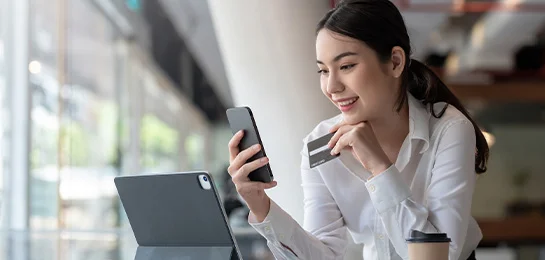 Women applying for business credit card.