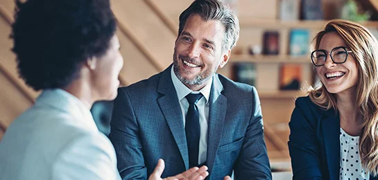 Trust advisor talking to customers.