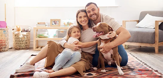 Family in their new house. 